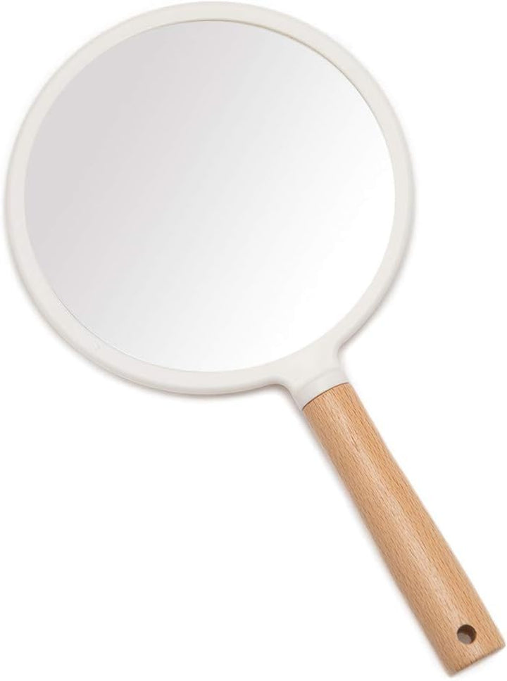 Hand Held Mirror with Handle for Makeup,Small Cute Wood Hand Mirror for Shaving with Hole Hanging Single-Sided Portable Travel Vanity Mirror for Men&Women(Square)