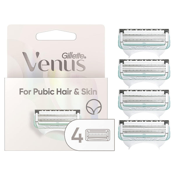 Intimate Grooming Womens Razor Blade Refills with Bikini Trimmer, 4 Count