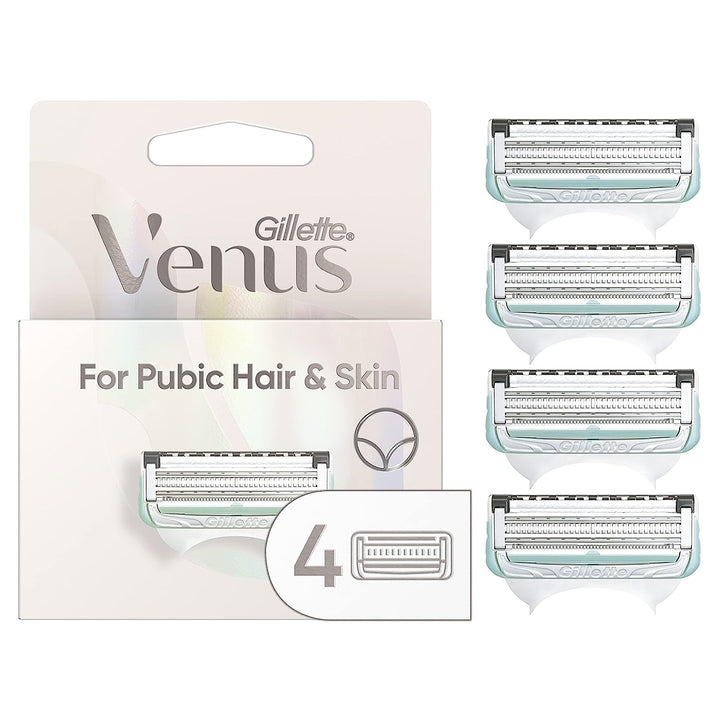 Intimate Grooming Womens Razor Blade Refills with Bikini Trimmer, 4 Count