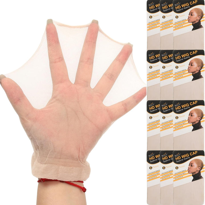 Dark Brown Skinlike HD Wig Cap for Women, 4 Pieces Invisible Ultra-Thin Stretchy Stocking Caps for Lace Front Wigs