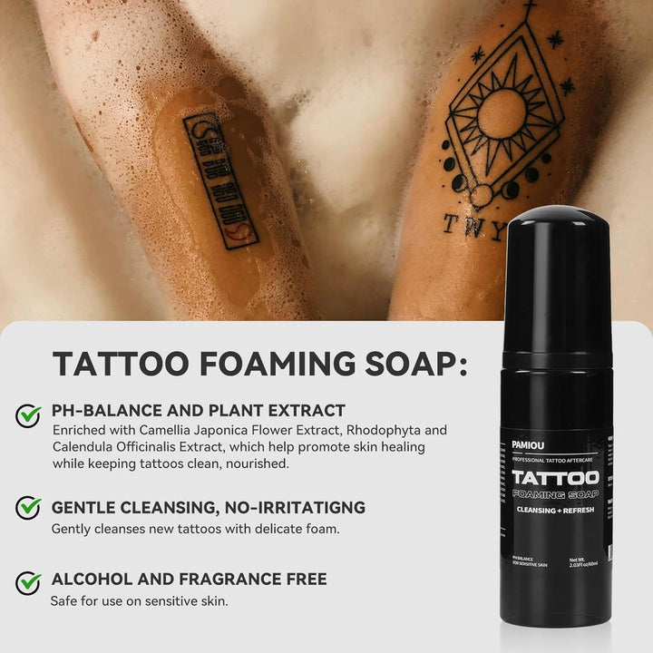 Tattoo Aftercare 3 in 1 Set for New Tattoos, Include Tattoo Balm, Tattoo Lotion and Tattoo Soap, Quick Healing, Soothing, Naturally-Derived, Petroleum-Free, Fragrance Free (3 Piece Set)