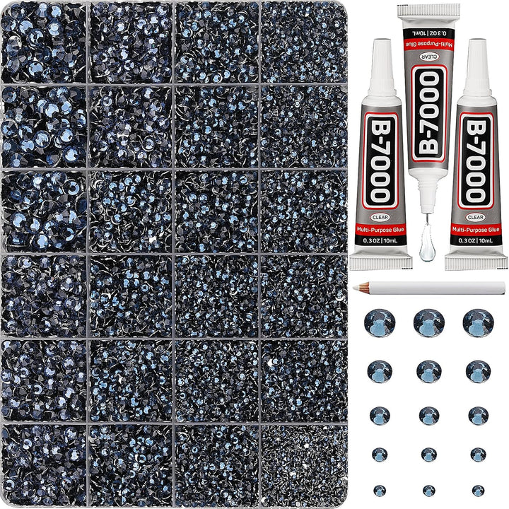 30000Pcs Resin Jelly Rhinestones for Crafting Bedazzling, Multicolor 3Mm Flatback Gems for Crafts Clothing Clothes Tumblers Shoes Nails, Flat Back Mixed Color Bulk Bedazzler Kit Jewels with B7000 Glue