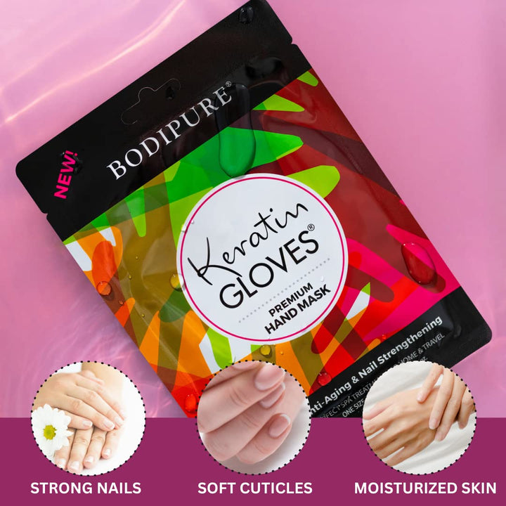 Premium Hand Mask Keratin Gloves | Moisturizing Gloves for Dry Hands & Nail-Strengthening & Cuticle Softening | Spa Experience at Home | Chemical Free & for All Skin Types | 12 Pairs