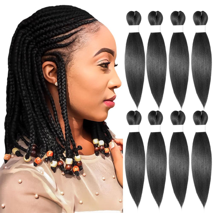 Purple Braiding Hair 20 Inch Pre Stretched Hair Long Straight Crochet Braids Yaki Texture Synthetic Fiber 4 Packs (Dark Purple)