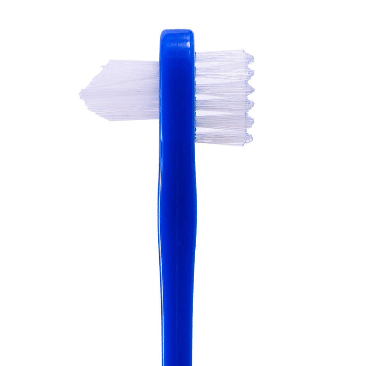OASISGUEST Denture Cleaning Brush Set, T-Shaped Special Toothbrush, Hard Toothbrush, for Denture Care (Blue, Red, White, 3 Count (Pack of 1))