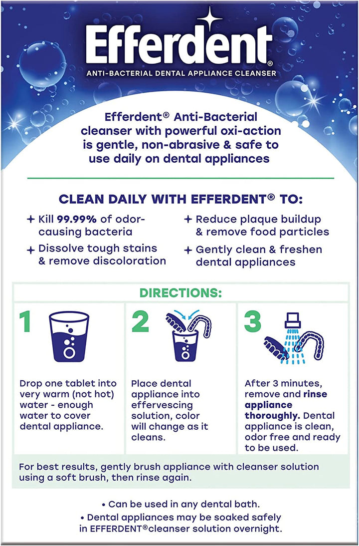 Retainer Cleaning Tablets, Denture Cleaning Tablets for Dental Appliances, Minty Fresh & Clean, 126 Count