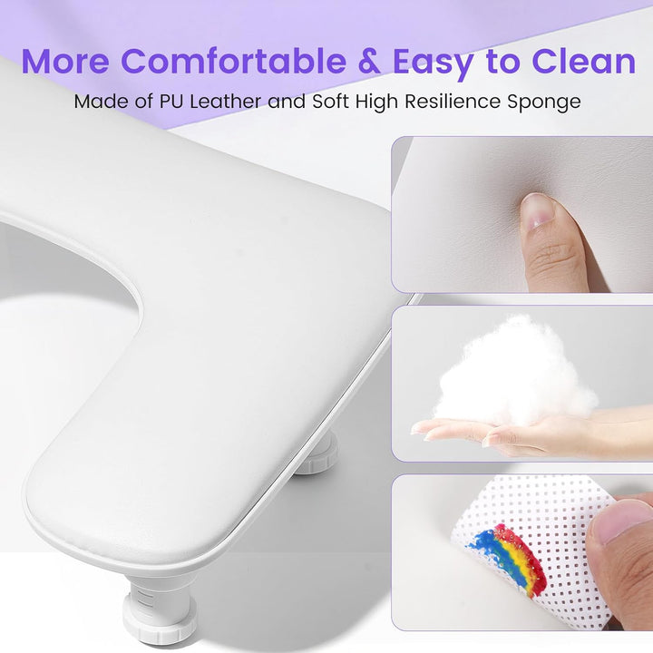 Big Arm Rest for Nails Tech: 2Nd Generation U-Shaped Manicure Nail Arm Rest Stand Height Adjustable Armrest Microfiber PU Leather Hand Rest Pillow for Acrylic Nails (White)