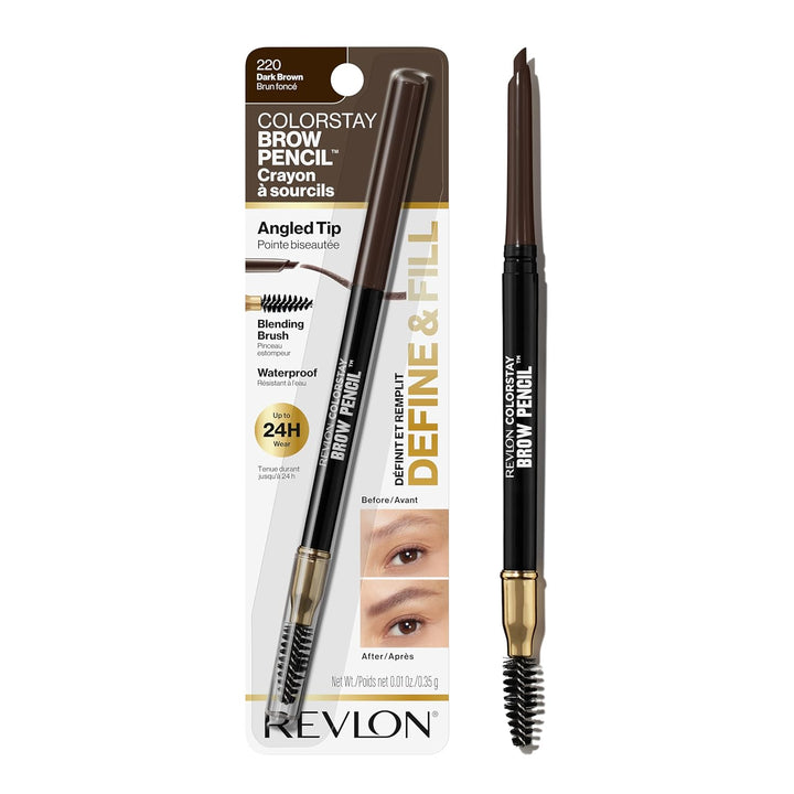 Colorstay Eyebrow Pencil with Spoolie Brush, Waterproof, Hair-Like Strokes for Natural Looking Brows, 205 Blonde, 0.021 Oz