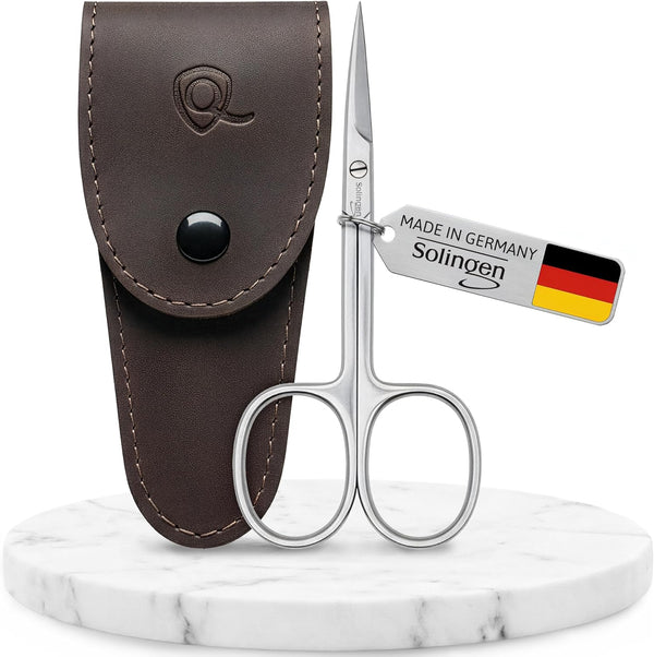 Solingen Curved Cuticle Scissors – Precision German Steel for Manicure & Pedicure, Eyebrow & Eyelash Grooming, Extra Sharp with Premium Storage Case