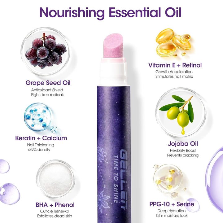 4-In-1 Cuticle Pusher Pen with Micro-Dosin Oil, Cuticle Remover & Cuticle Oil in a Pen, Ceramic Nail Pusher Pen for Hangnails & Dry & Damaged Nails, Nail Care Pen for Repair & Nourish Nails