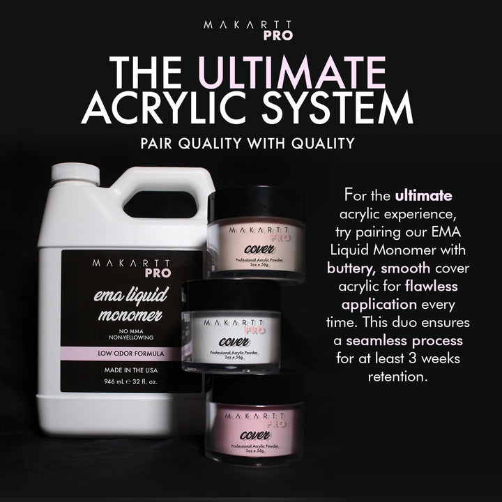 Low Odor, MMA Free Monomer, Non-Yellowing Professional Grade Formula, Beginner Nail Tech Friendly - Essential Acrylic Nail Supply for Nail Technicians (8 Fl Oz)