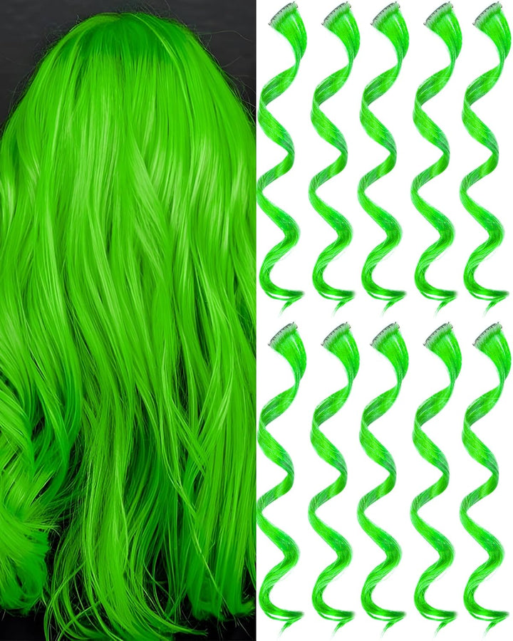 Red and Blue Hair Extensions Clip In,10 PCS Curly Wavy Synthetic Hairpieces Rainbow Neon Party Highlights, Colorful Hair Accessories for Girls Women 17 Inch (Red Blue)