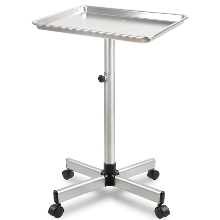 Salon Tray on Wheels, Metal Feet Salon Tray Cart, Salon Rolling Tray with Adjustable Height, Dentist Tray, Tattoo Tray for Salon and SPA Use