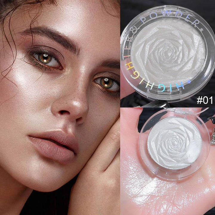 Pearl White Silver Face Highlighter Makeup, White Shimmer Glitter Diamond Sparkly Highlighters Makeup Eyeshadow Palette Powder for Face Body Cheek Skin, Inner Corner Eye Highlighter Make up 01