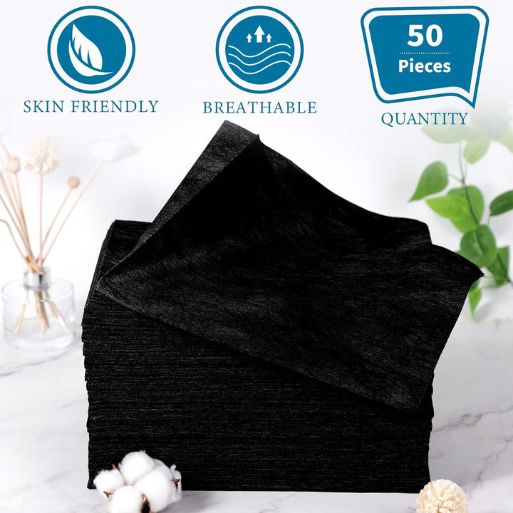 50 Pieces 31 X 70 Inches Disposable Bed Sheets Bed Cover Massage Table Sheet Non-Woven Fabric for Spa, Lash, Beauty Salon, Waxing, Hotels(Black)