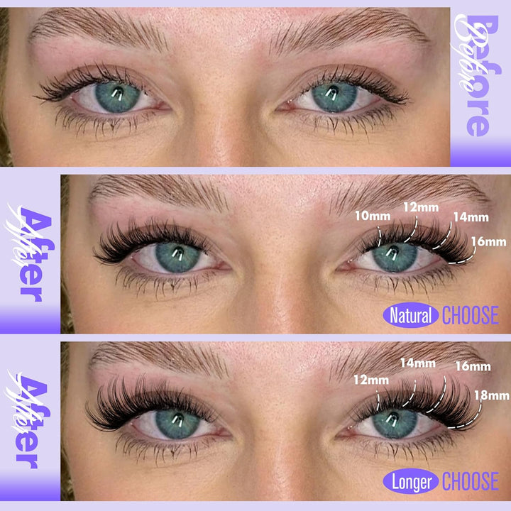 Lash Clusters Wispy Cluster Eyelash Extensions 10-18Mm Individual Lashes DIY Cluster Lashes Extension Soft Comfortable Eyelash Clusters with Thin Band