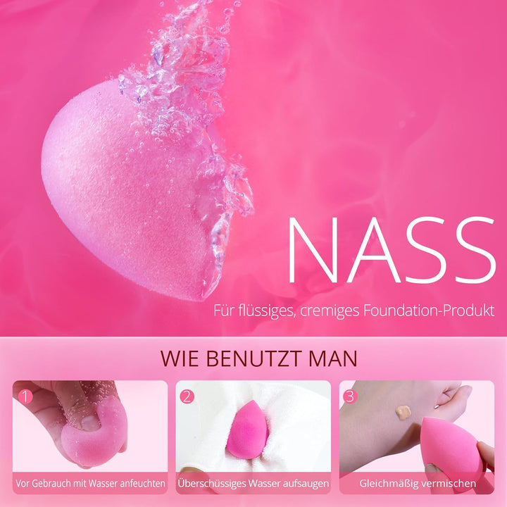 Super Soft Makeup Sponge Set of 6, Makeup Sponges for Foundation, Liquid, Cream and Powder, Pink Beauty Sponge for Blending, 0 Latex Blender