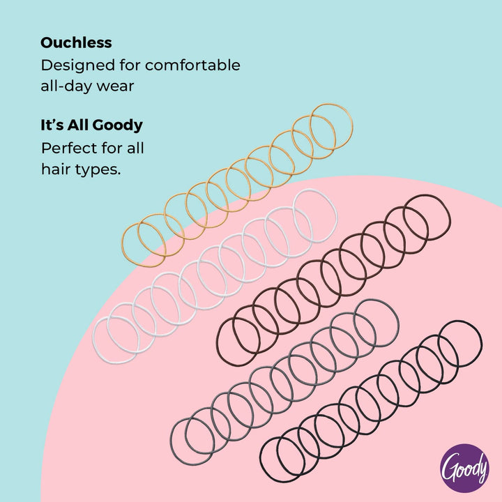 Ouchless Hair Elastics – No Pull, No Breakage, Tangle-Free Hold for Fine Hair – 50 Count, Assorted Neutrals, Long-Lasting Ponytail Holders for Women & Men