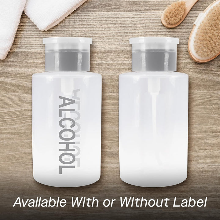 9Oz Gray with Word Imprint Push down Pump Dispenser Empty Refillerable Bottle with Flip Top Cap - for Nail Polish, Travel, Cosmetics Packaging