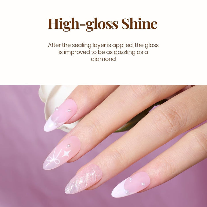 No Wipe Gel Top Coat - Clear Color Top Coat Gel Nail Polish Shine Finish and Long Lasting, Soak off Nail Lamp, 15Ml Christmas Nails Gifts for Girls