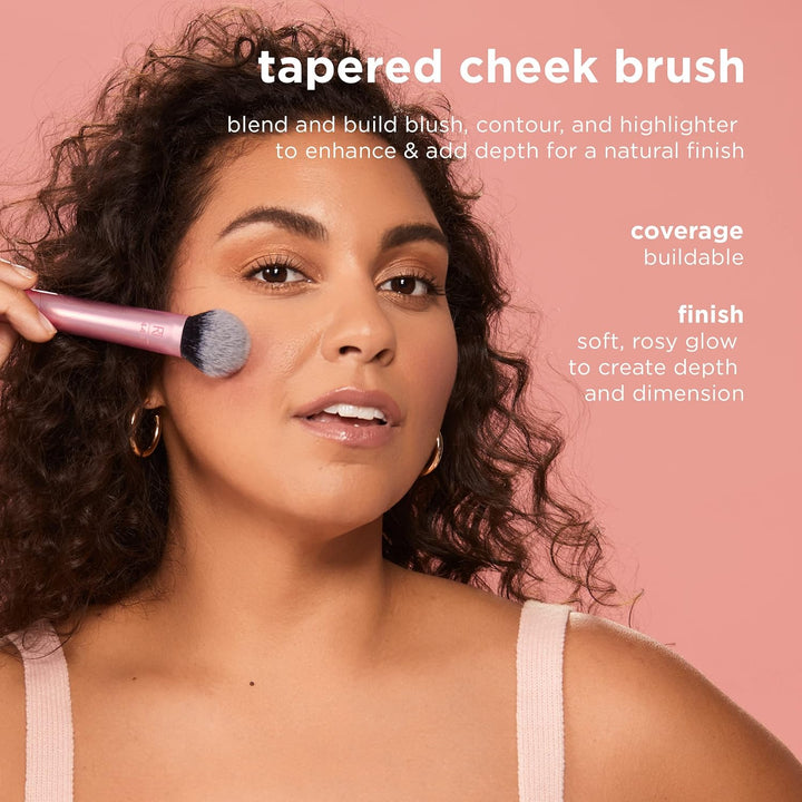Tapered Cheek Brush, RT 449 Fluffy Blending Brush for Powder Blush & Highlighter, Ultraplush Synthetic Bristles, Vegan & Cruelty-Free Makeup Brush, 1 Count