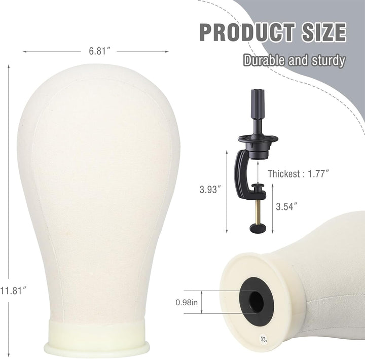 Reinforced Wig Stand with Mannequin Head - Adjustable Wig Head Stand with Head for Wigs - Manikin Head Set for Cosmetology, Black