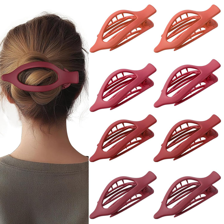 8 Pack Flat Hair Clips for Women,Matte No Crease Flat Claw Clips, Large Strong Hold Barrettes for Thick & Thin Hair, French Duckbill Styling Accessories