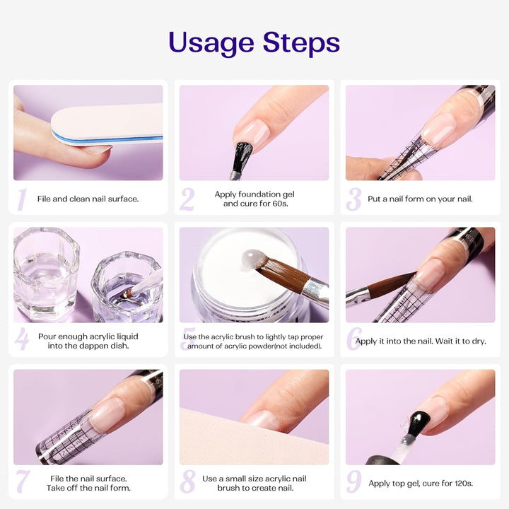 Professional Acrylic Nail Liquid: 8Fl.Oz Acrylic Liquid for Acrylic Powders Non-Yellowing for Mma-Free DIY Home Nail Salon Use