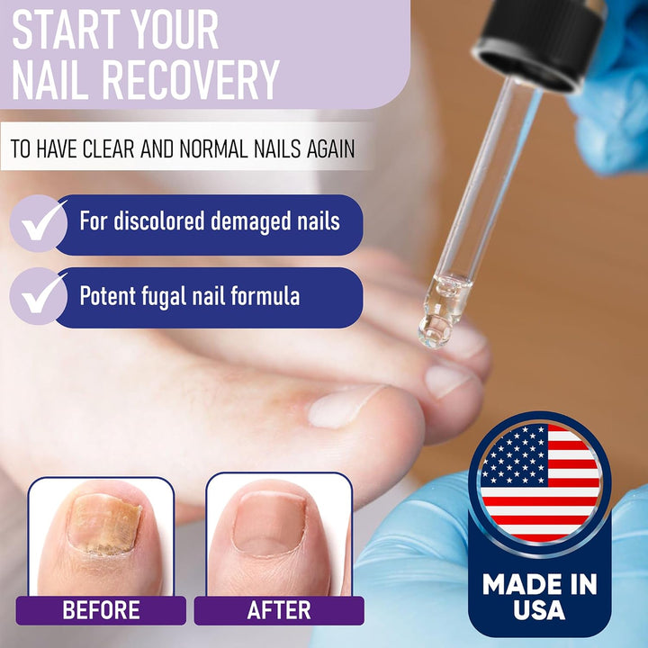Extra Strength Toenail & Fingernail Repair Drops - Nail Care Renewal for Thick, Damaged & Discolored Nails - 2 Pack