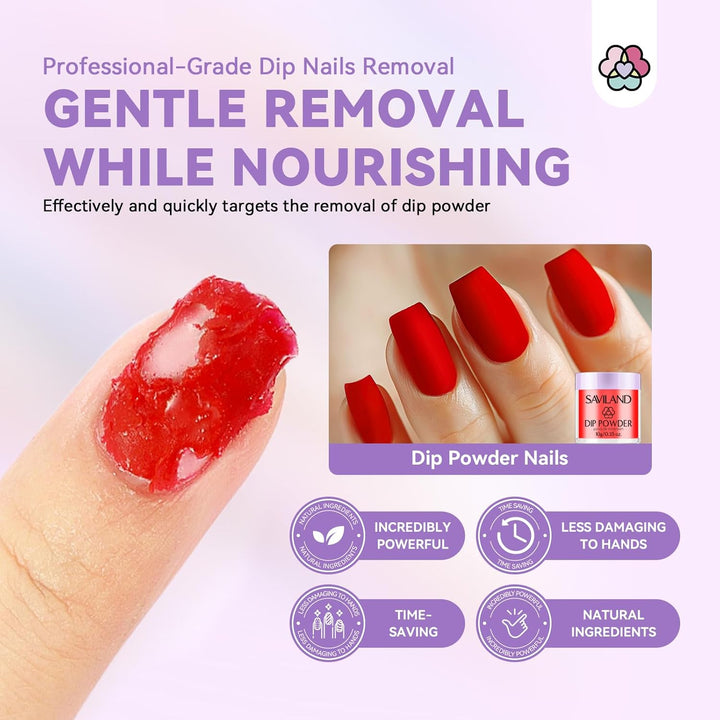 Dip Powder Remover 2 Pcs: Professional Dip Nail Remover Kit Gentle & Safe Remove Dip Nails with Cuticle Oil Nail File Tools No Need Soaking or Wrapping 0.5 Floz Home Use