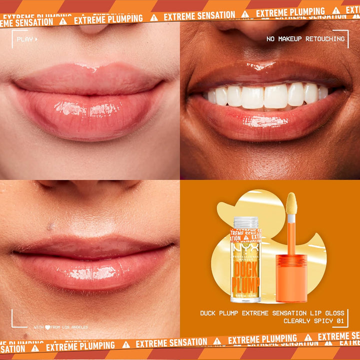 Duck Plump High Pigment Lip Gloss, Lip Plumper Gloss with Spicy Ginger - Clearly Spicy