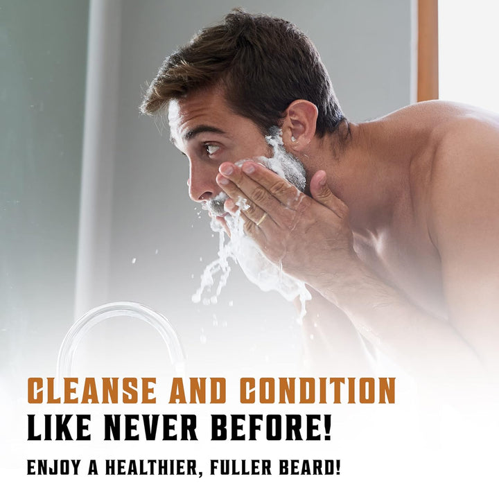 Beard Wash & Beard Conditioner Set W/Argan & Jojoba Oils - Softens & Strengthens - Natural Beard Shampoo W/Beard Oil Sandalwood (5Oz)