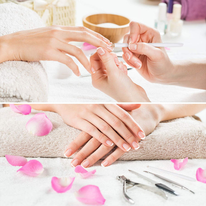 12 Pieces White Nail under Pencil 2-In-1 White Art Whitening Pen French Nail Pencils with Cuticle Pusher for Manicure Supplies Art DIY Design Tool