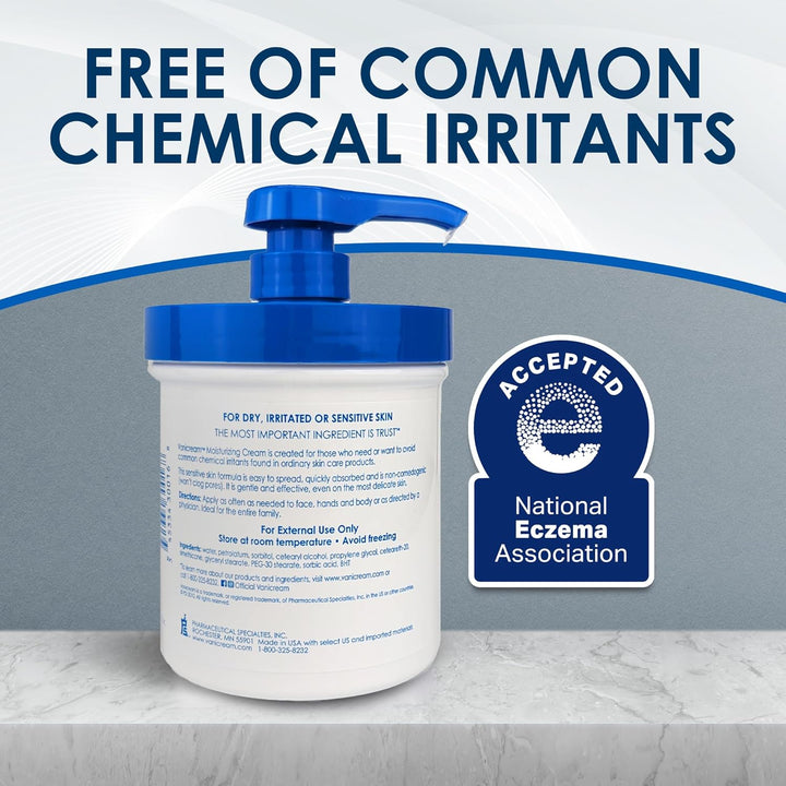 Moisturizing Skin Cream with Pump Dispenser - 16 Fl Oz (1 Lb) - Moisturizer Formulated without Common Irritants for Those with Sensitive Skin