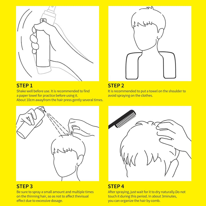 Hair Fiber Spray - Instant Hair Thickening Powder for Men & Women, Hair Building Fibers for Thinning Hair, Root Touch up Hair Color, Waterproof, Sweatproof, Natural Look,80Ml Black