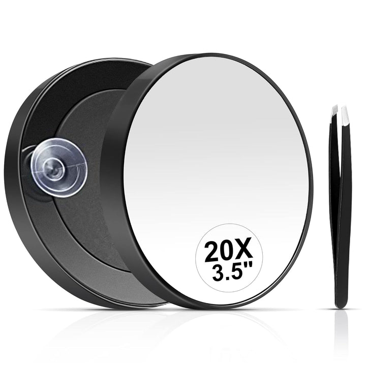 30X Magnifying Mirror, Small Travel Mirror with Suction Cup and Tweezers, 3.5 Inches
