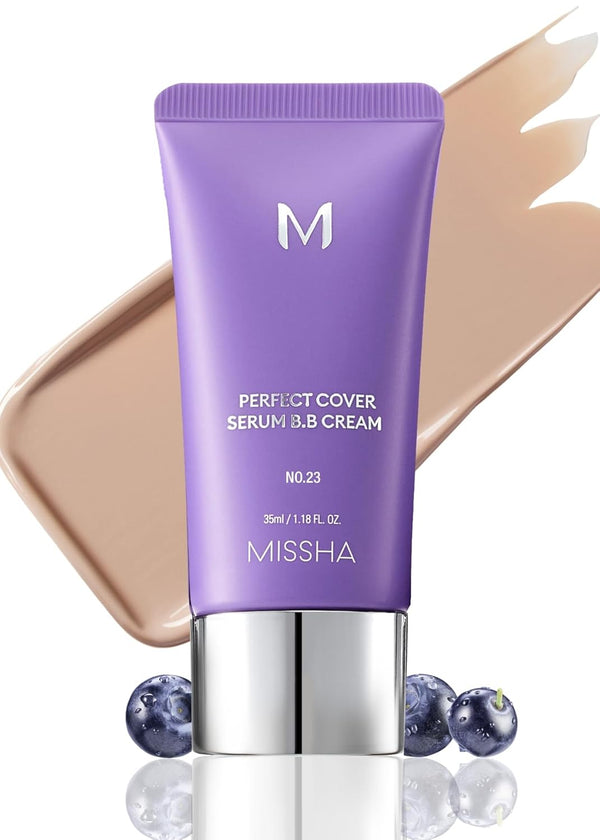 M PERFECT COVER SERUM BB CREAM No.23 Natural Beige-Light/Medium with Cool/Neutral Undertone, BB Cream by Cardi B Pick, Skin Tint, Tinted Moisturizer, Skin Care Foundation Makeup, 1.18 Fl Oz
