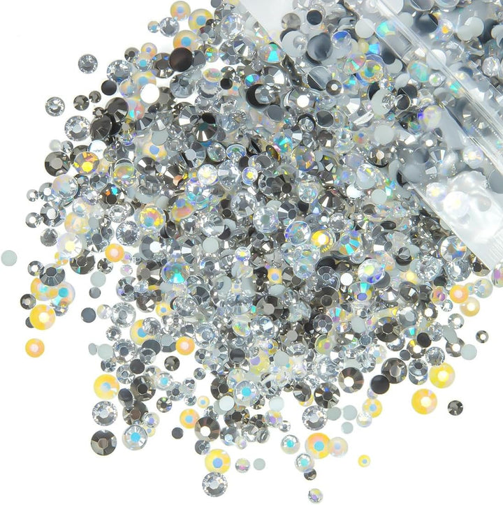 51G White Half Pearls for Crafting 4Mm 5Mm 6Mm 8Mm 10Mm Mix Sizes Pure White Flatback round Beads Charms for Nails Face Eyes Makeup Tumblers Bottles DIY Crafts Bedazzling Clothes Shoes Phones