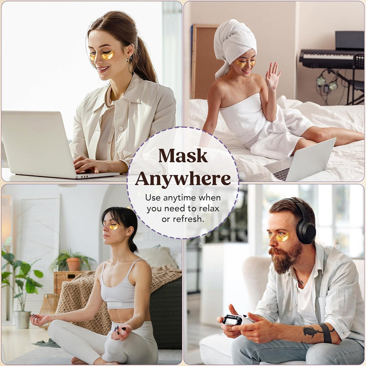 Golden Glow under Eye Patches | Rejuvenating Treatment | Dark Circles, Puffy Eyes, Refreshing, Revitalizing, Travel, Wrinkles | 20 Pairs Eye Gels