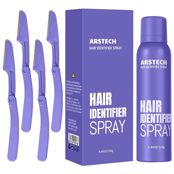 Hair Identifier Spray for Face Shaving Dermaplaning Tool Dermaplane Razor for Women Face Skin Body Dermaplane Spray for Women Face with 4 Face Razor for Face Shaver Kit Facial Hair Spray Hair Removal