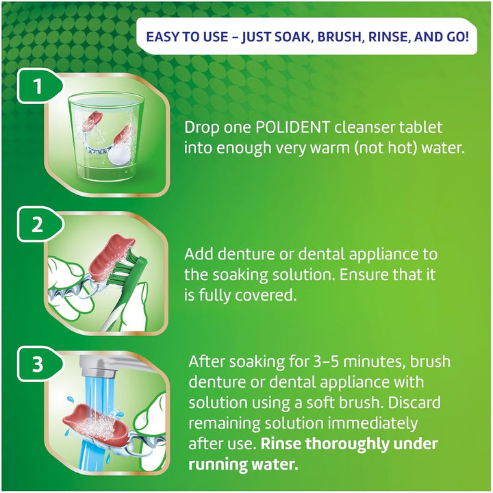 3 Minute Antibacterial Dental Appliance Cleanser Tablets, 90 Count (2 Pack)