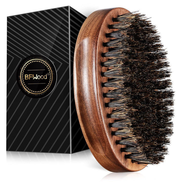 Small Travel Beard Brush - Natural Boar Bristles with Black Walnut Wood