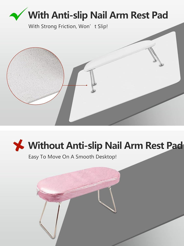 (MAT ONLY) Nail Art Table Mat, Nail Arm Rest Pad for Acrylic Nails, Soft Microfiber PU Leather Nail Mat for Table, Foldable Nail Hand Rest Pillow Manicure Pad, Acrylic Nail Desk Mat for Nail Cushion