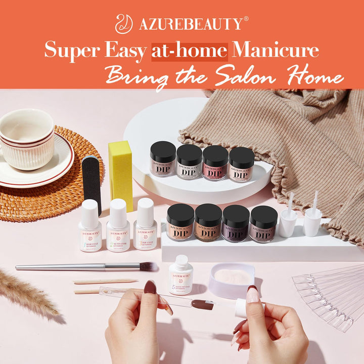 Dip Nails Powder Starter Kit, Maple Grey Sage Green Dark 8 Colors Set with Nail Sticks, Fall Nail Art Base Glossy/Matte Top Coat Activator Essential Liquid Manicure DIY Salon 30 PCS