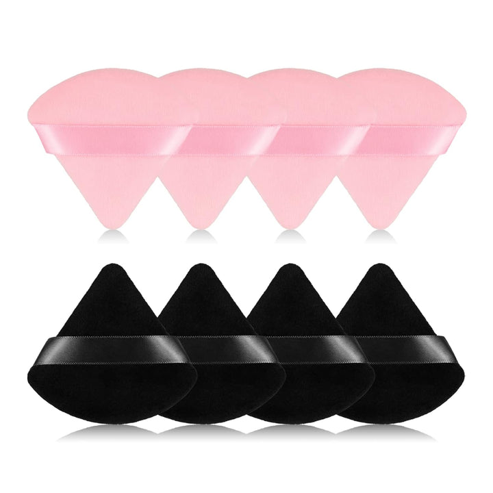 8Pcs of Triangular Powder Puff Makeup Sponges, Made of Super-Soft Velvet, Designed for Contouring, Eye, and Corner, Beauty Blender Foundation Mixing Container.(Black)