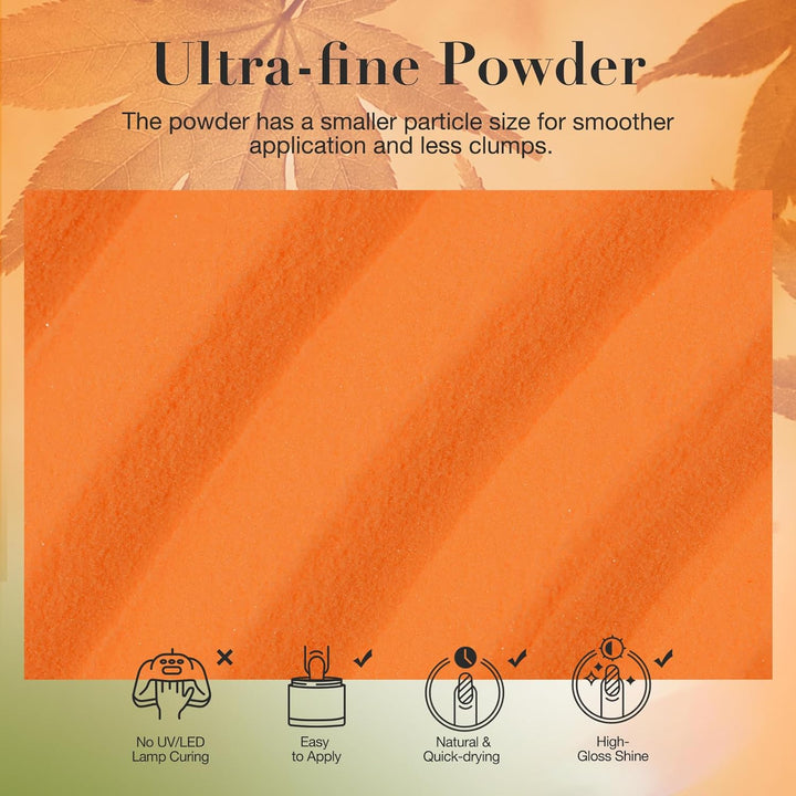 Fall Dip Powder Nail Set Yellow Orange Gold Red Shimmery Green Glitter 6 Colors Dipping Powder Starter Kit French Nail Art Manicure DIY Salon, No Need Nail Lamp Cured