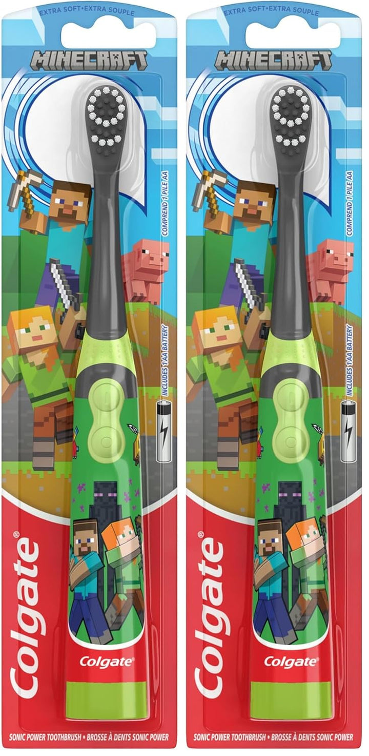 Kids Battery Powered Minecraft Toothbrush, Extra Soft Kids Battery Toothbrush with 1 AA Battery Included, Made for Ages 3 and Up, Features Easy on and off Switch, Flat Lay Handle, 1 Count