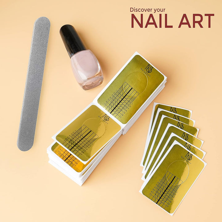 Nail Forms for Gel Builder - 100 Pcs Self Adhesive Nail Extension Stickers for Acrylic, UV & Poly Gel with Tip Sculpting Guide - Nail Art for Home & Salon (Pack of 100)