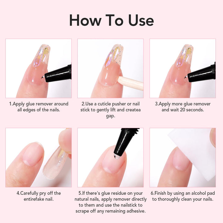 Newly Upgraded Quick Drying 10G Semi Solid Nail Glue with 10Ml Remover for Press on Nails Tips No Need for UV Lamp Long Lasting Fake Acrylic Nails Kit Glue Gel