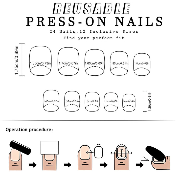 Short Square Press on Nails French Fake Nails Ombre Acrylic Nails Press on Full Cover Glossy Glue on Nails Artificial Stick on Nail for Women Manicure Decoration 24PCS